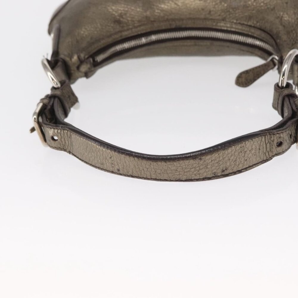 Authentic PRADA Shoulder Bag Leather Bronze Silver - Picture 15 of 16